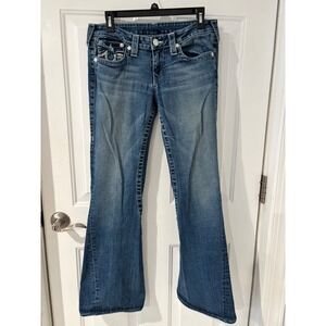 Y2K True Religion Joey Flare Jeans Medium Wash Twisted Seam Size 31 USA